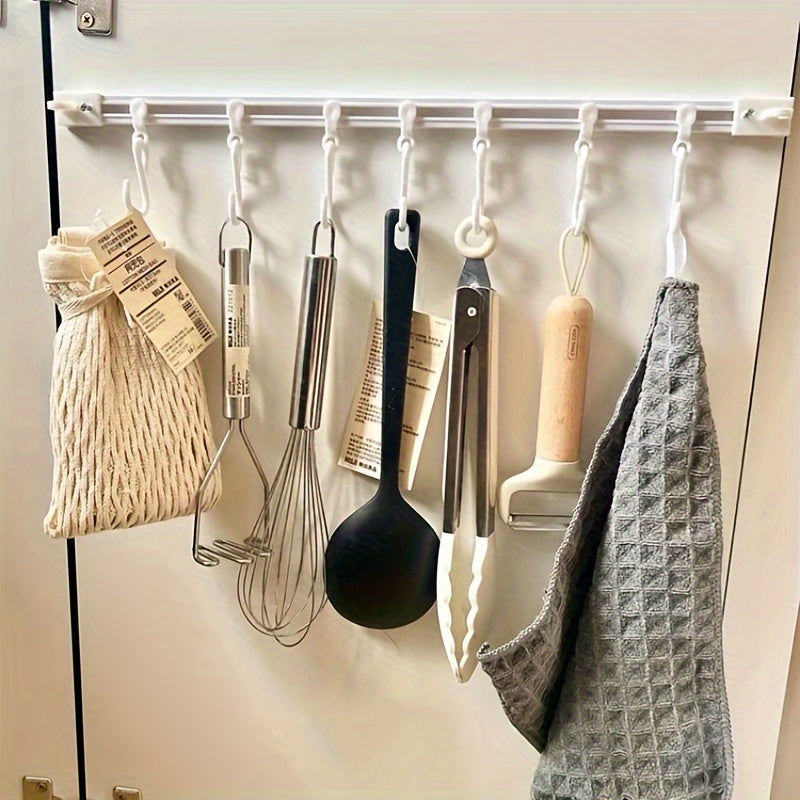 Gancho de pared de plástico blanco con 6 ganchos para utensilios de cocina