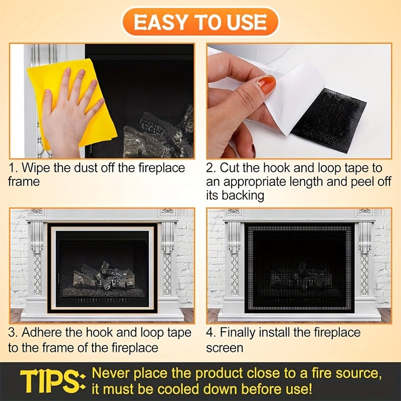 Folding Fireplace Safety Screen PVC Mesh Child Pet Protection Home Heating