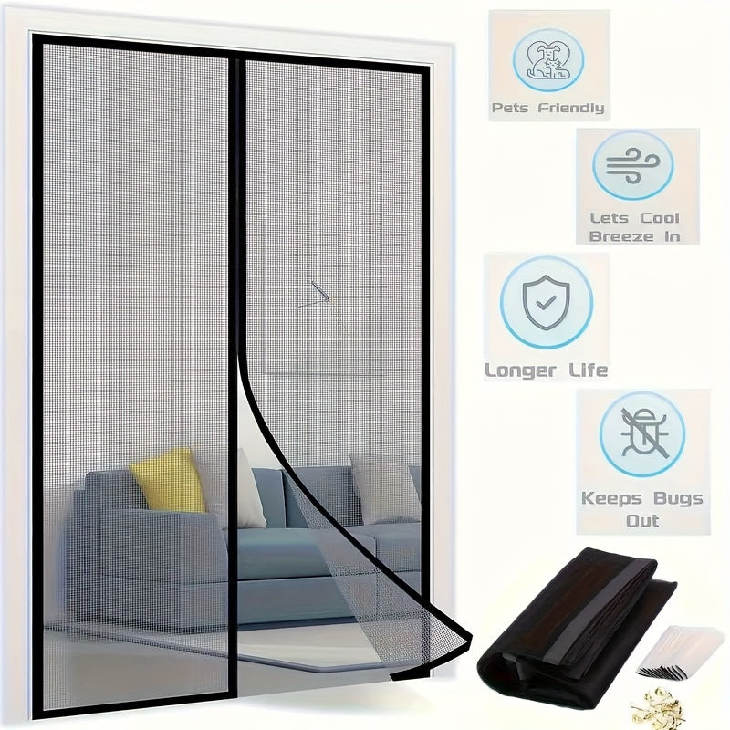 Magnetic Mesh Curtain for Insect and Mosquito Repellent Breathable Polyester for Bedroom Living Room Wardrobe