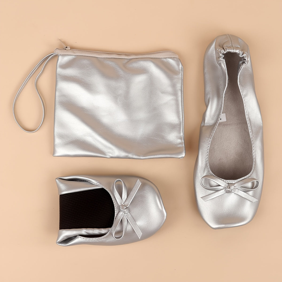 Женские мягкие черные складные повседневные танцевальные туфли