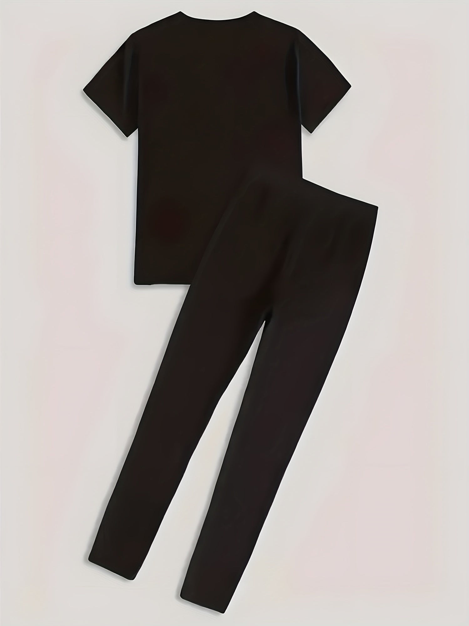 Women's Plus Size Graphic Tee And Leggings Set Polyester Stretch Casual