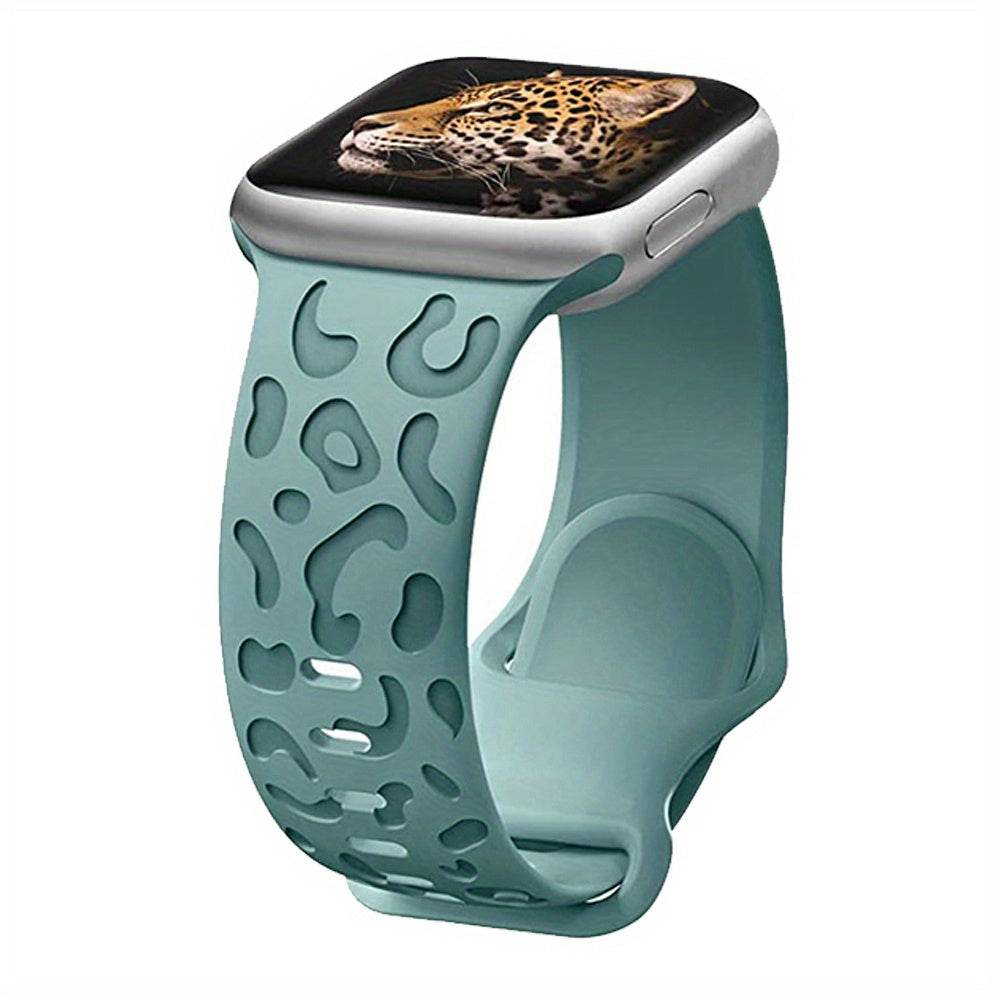 Waterproof Silicone Watch Band for IWatch Series 8 7 6 5 4 3 2 SE Leopard Engraved