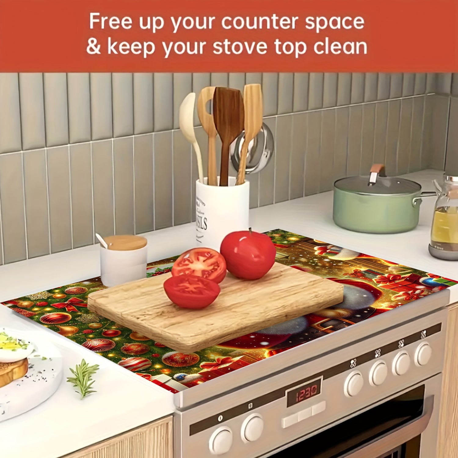 Bayram Santa pechka usti himoyachisi suv o'tkazmaydigan, sirg'almas, issiqlikka chidamli