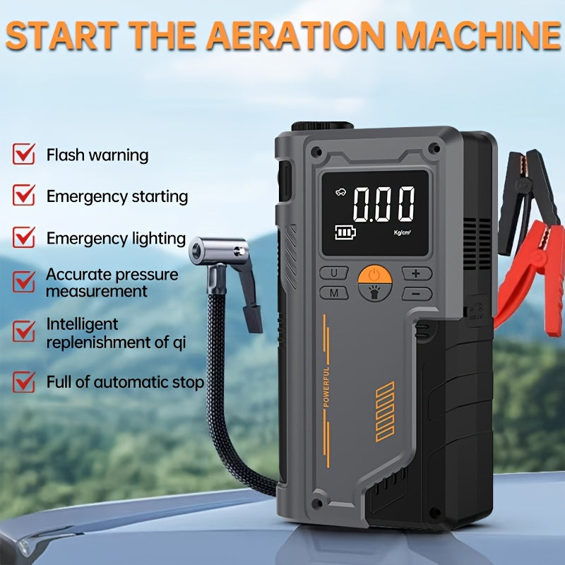 Portable Emergency Car Jump Starter with Tire Inflator USB Charger LED Light