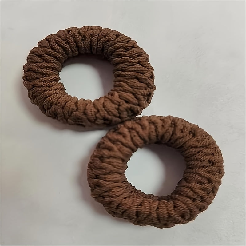 Scrunchies gruesos y anchos con textura y bandas elásticas para el cabello en marrón, blanco y beige