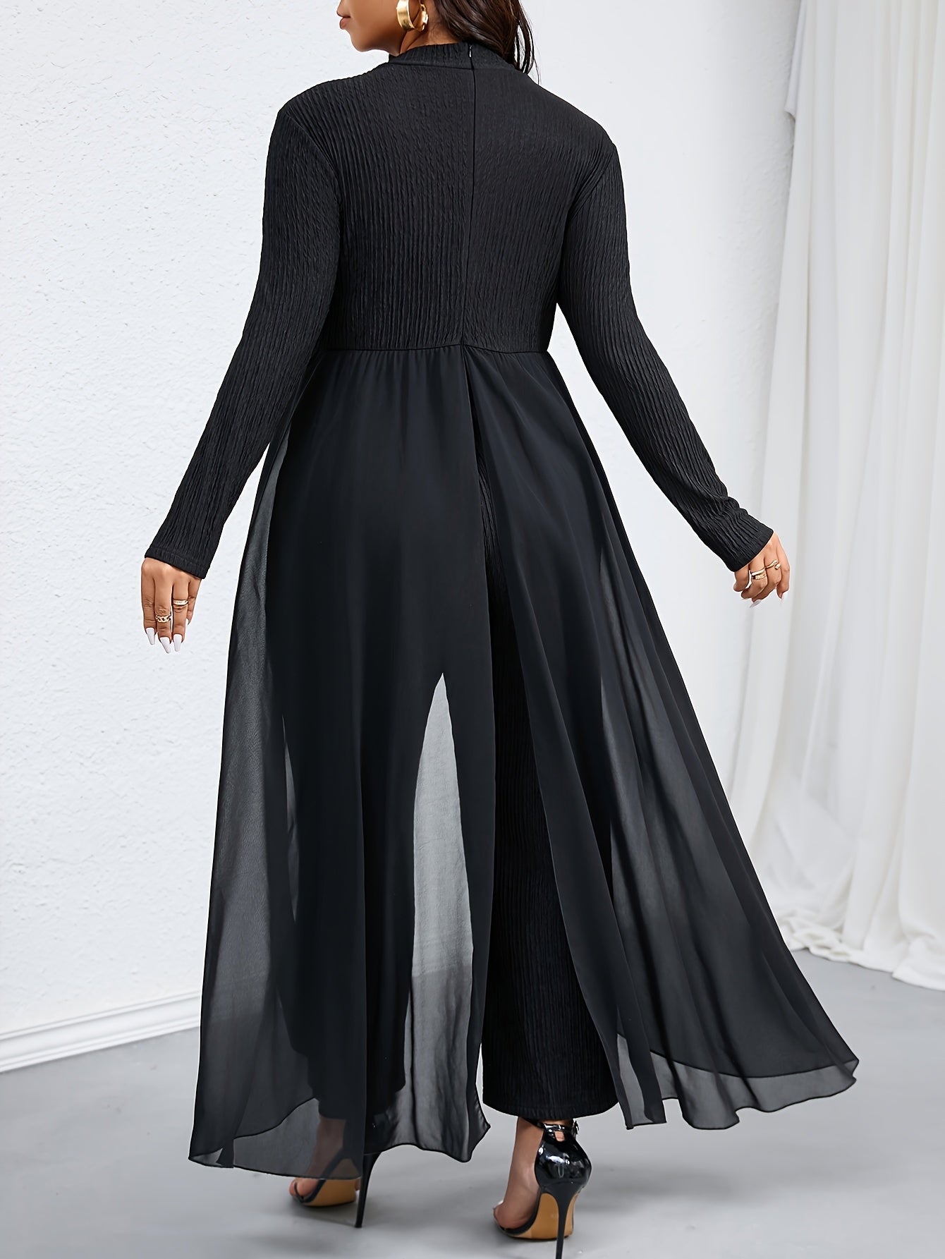 Mono de camiseta de talla grande para mujer, poliéster, punto, color sólido, otoño e invierno