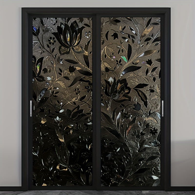 Black Tulip Style Glass Privacy Window Film 300cm x 45cm Plastic Non-Transparent