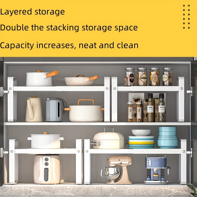 Conjunto de estantes de almacenamiento de cocina de metal con estantes ajustables para uso en encimera o armario