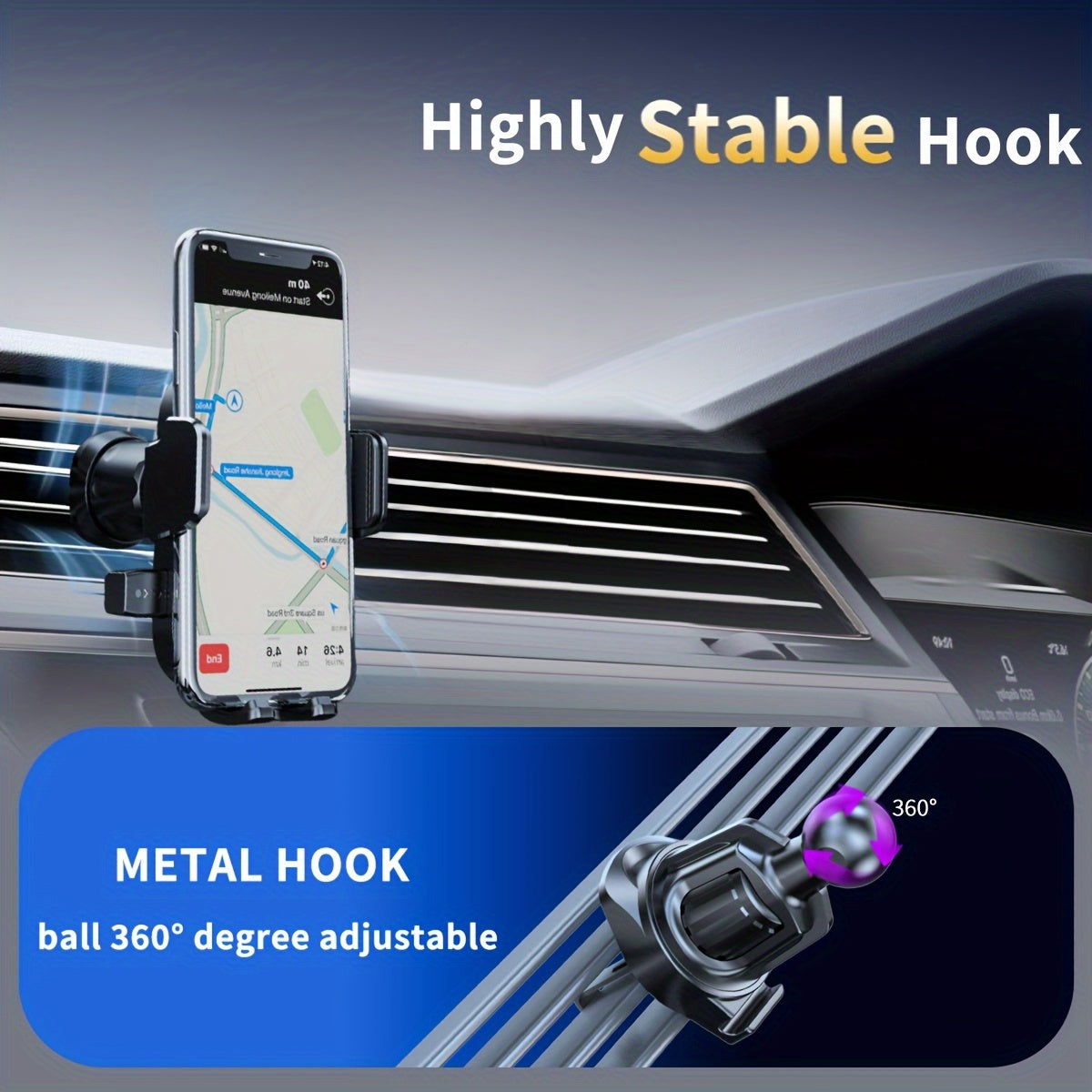 Soporte universal para teléfono de coche, de ABS, con soporte de ventilación, rotación de 360 grados, duradero