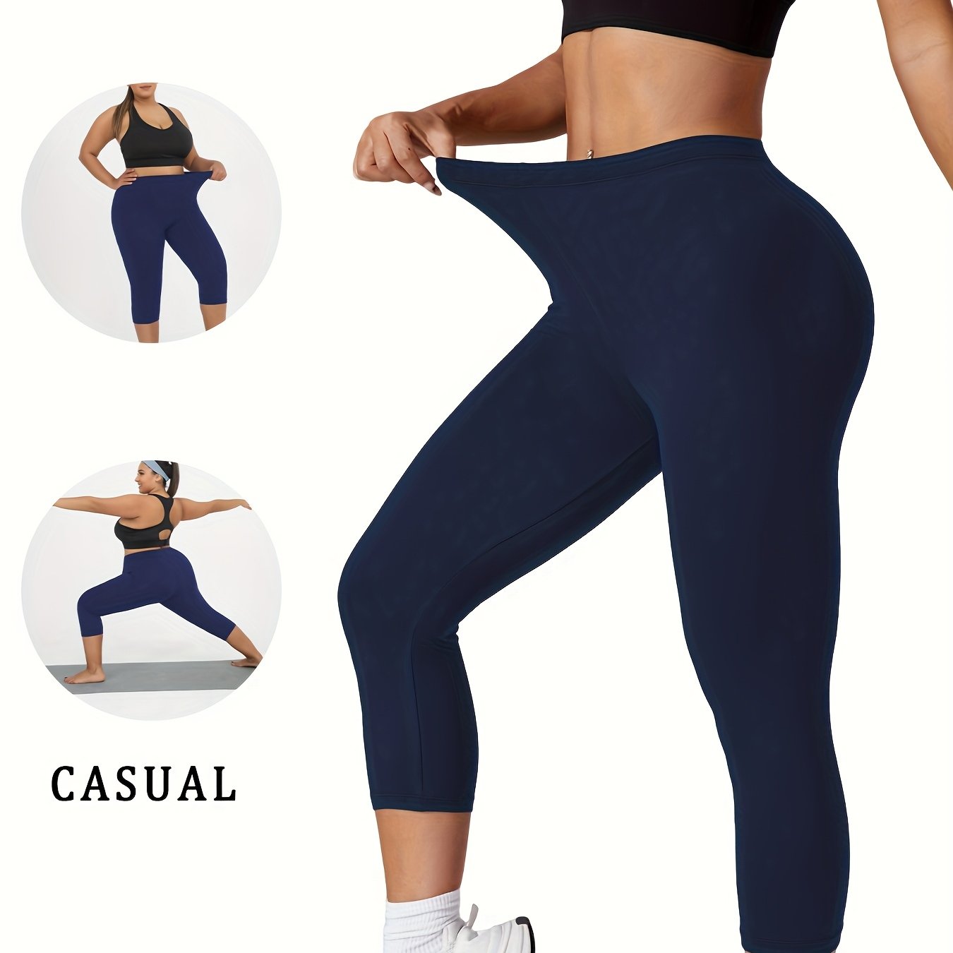 Plus Size Women's Soft Capri Pants for Workout and Yoga Athletic Leggings