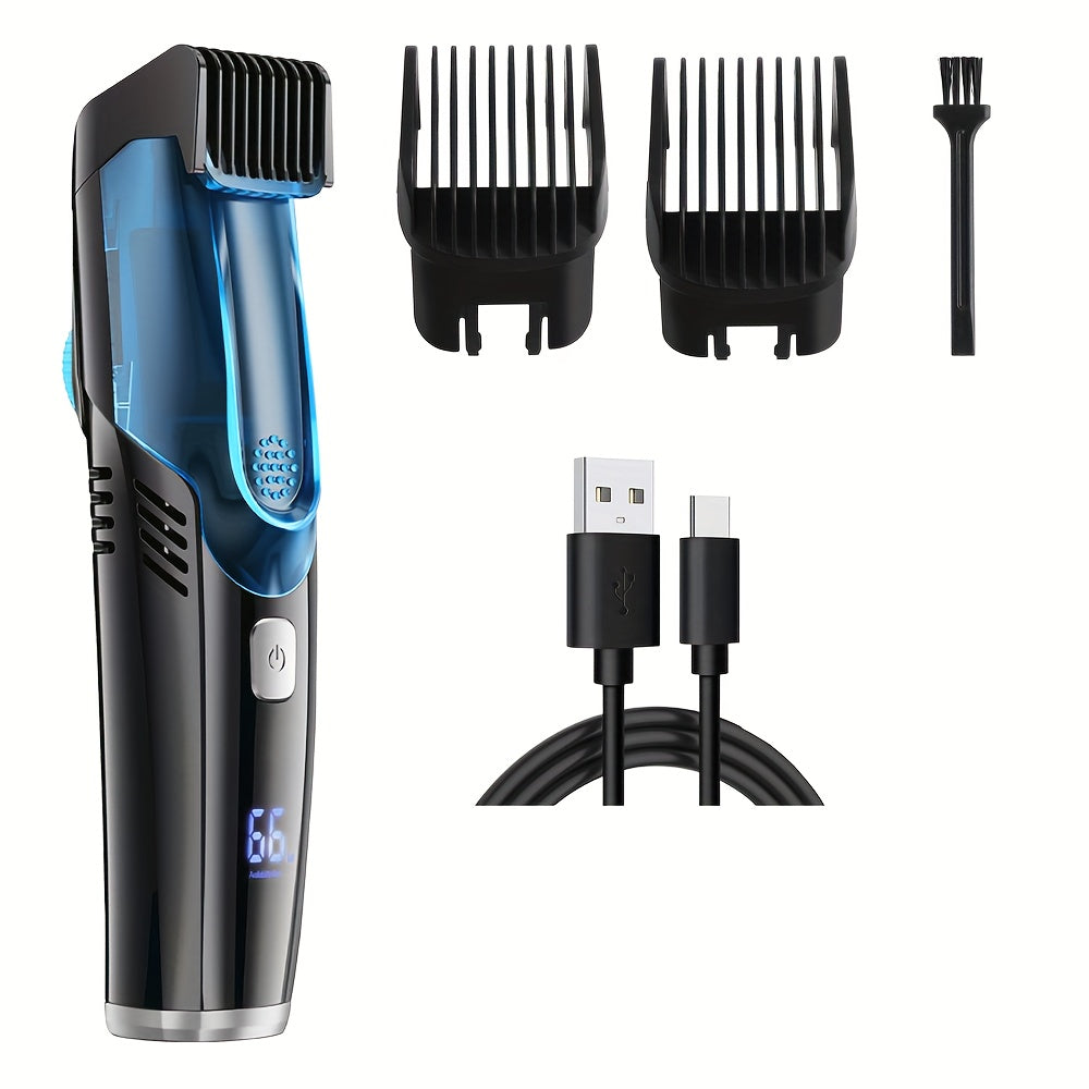 Afeitadora eléctrica con pantalla LED, batería de litio recargable para barba, pecho y cuerpo, incluye peines guía, regalo ideal