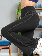 Women's Plus Size High Waist Flare Leg Pants Cotton Lounge Wear