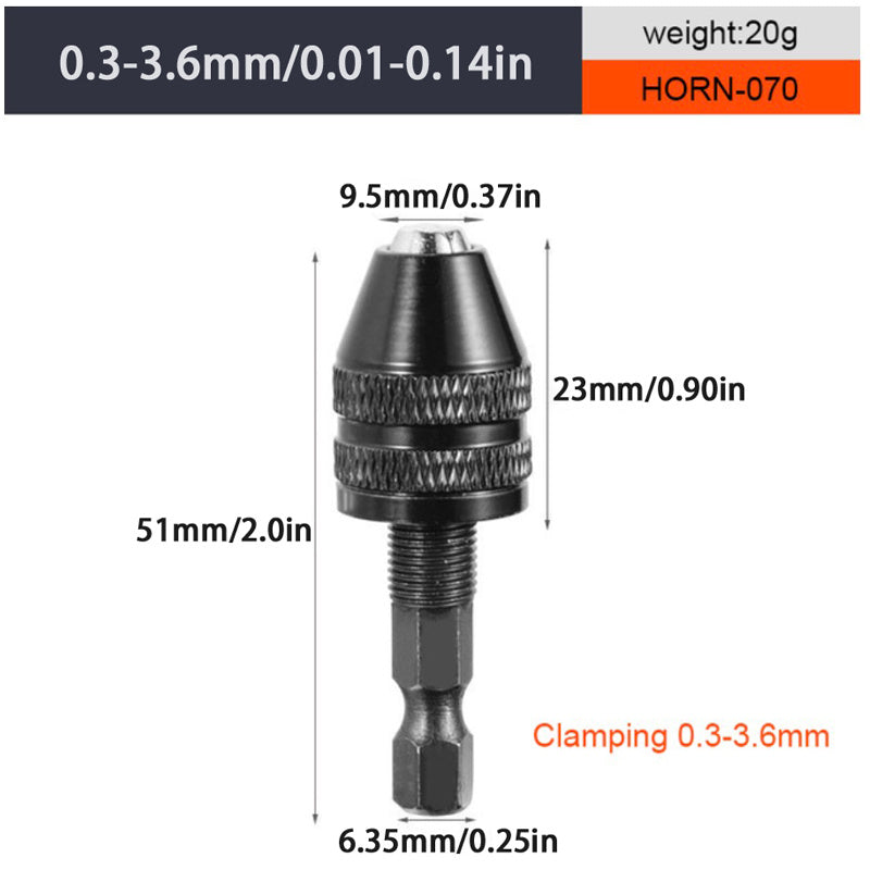 Mini Keyless Drill Chuck 0.3-8mm Self-Tighten Electric Drill Bits Adapter