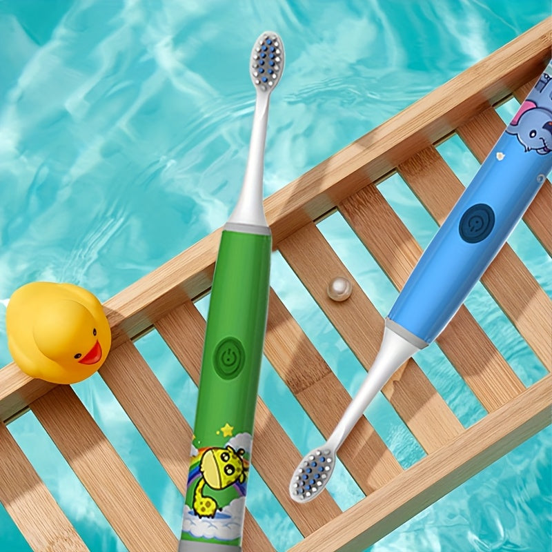 Детская электрическая зубная щетка для детей 3-15 лет, работает на батарейках, 3 цвета, мягкая для зубов
