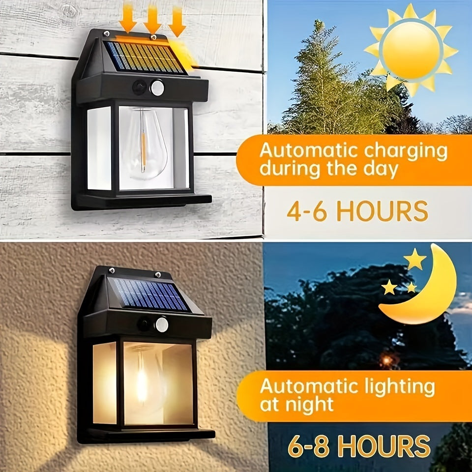 Solar Wall Lamp with Motion Sensor and 3 Lighting Modes for Outdoor Patio Garage Yard