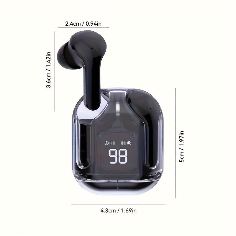 Wireless Earbuds for Running Exercise Cycling Touch Control Transparent Charging Case