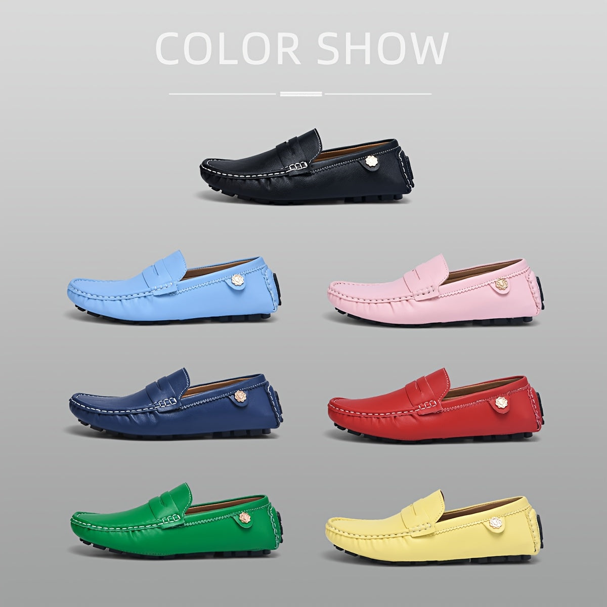 Women's Slip-On Loafers Breathable PU Upper Soft Rubber Sole Casual Driving Shoes in Multiple Colors