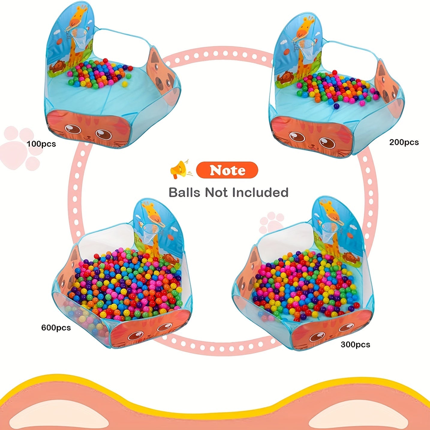 Ichki/tashqi ko'ngilocharlik uchun mo'ljallangan, mustahkam, oson tozalanadigan poliester to'p hovuzi, ko'k rangda.