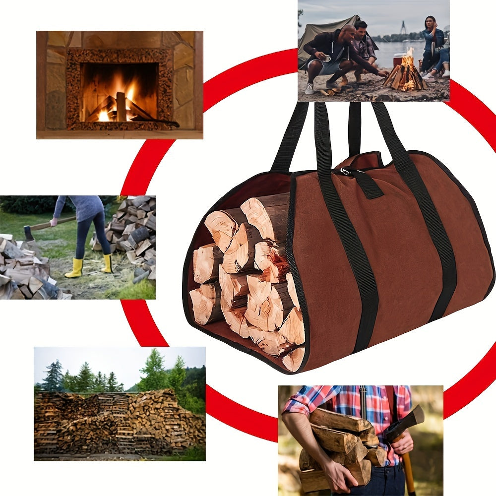 Heavy-Duty Firewood Storage Organizer with Handles for Camping and Fireplace