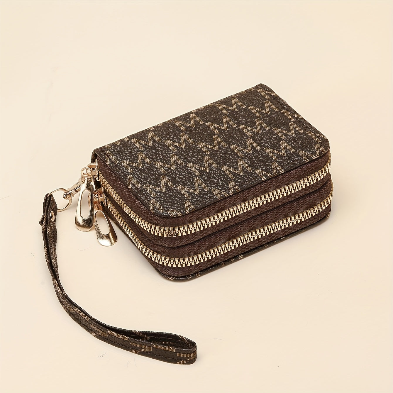 Mini Women's PU Handbag with Double Zippers Card Slot Coin Purse Black Beige Pink Dark Brown