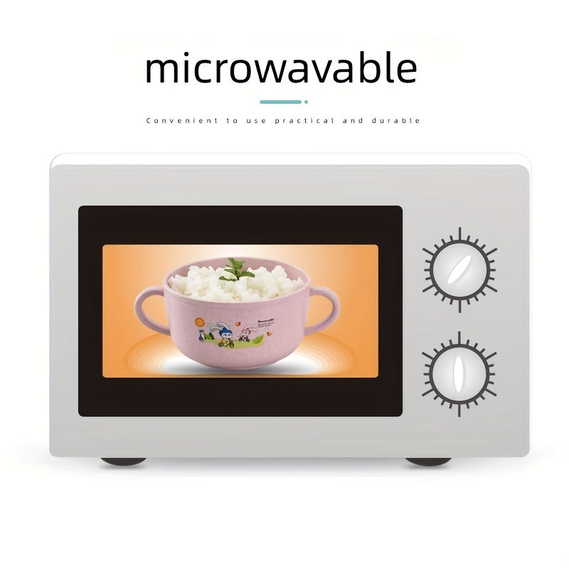 Kids Insulated Cartoon Bowl with Cutlery and Lid for Snacks and Fruits