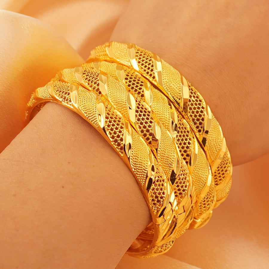 Gold Bangle Set for Women 4-Piece Boho Jewelry for Wedding and Daily Wear