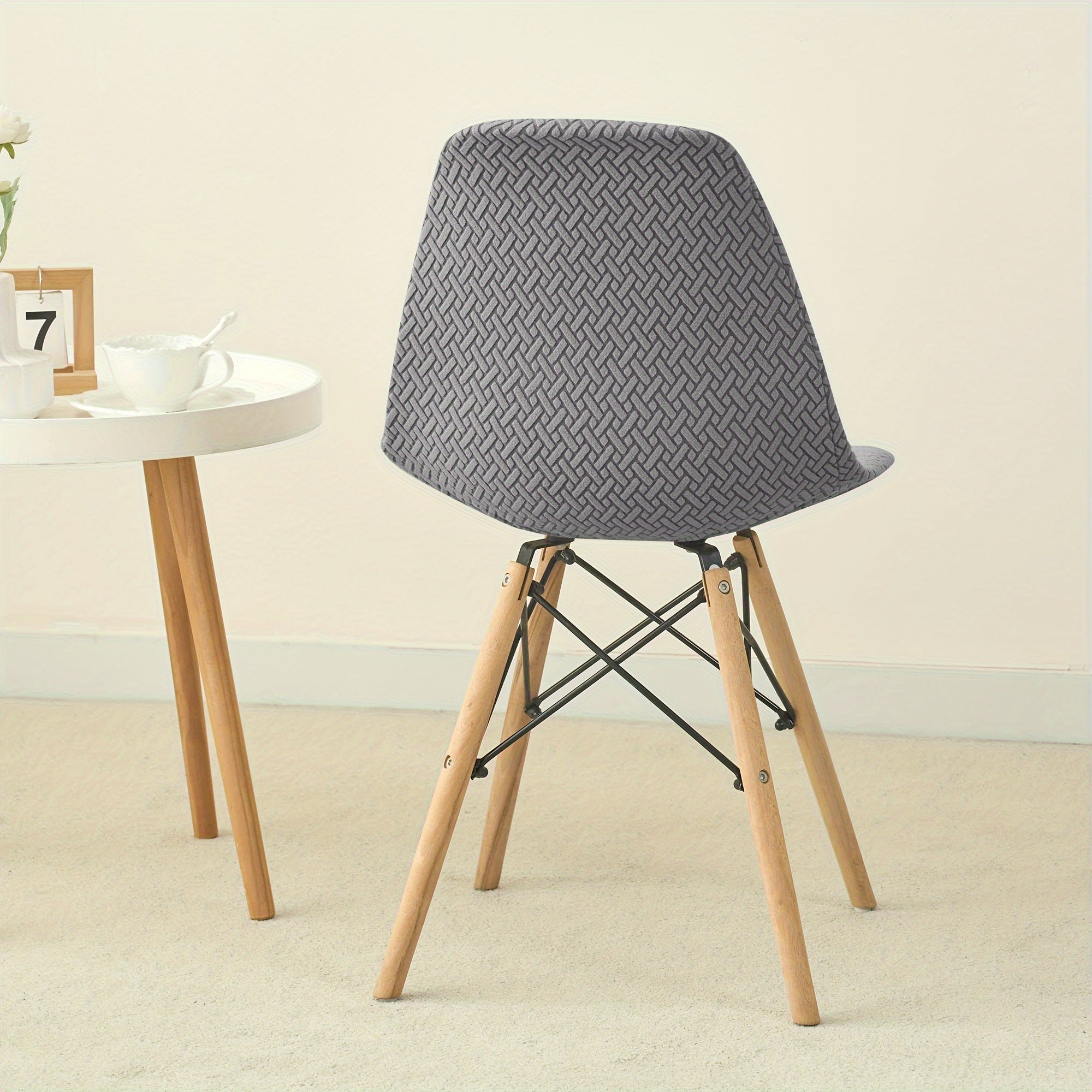 6 Pack Stretch Polyester Spandex Chair Covers for Dining Chairs Slipcovers with Elastic Band and Grip for Home Hotel