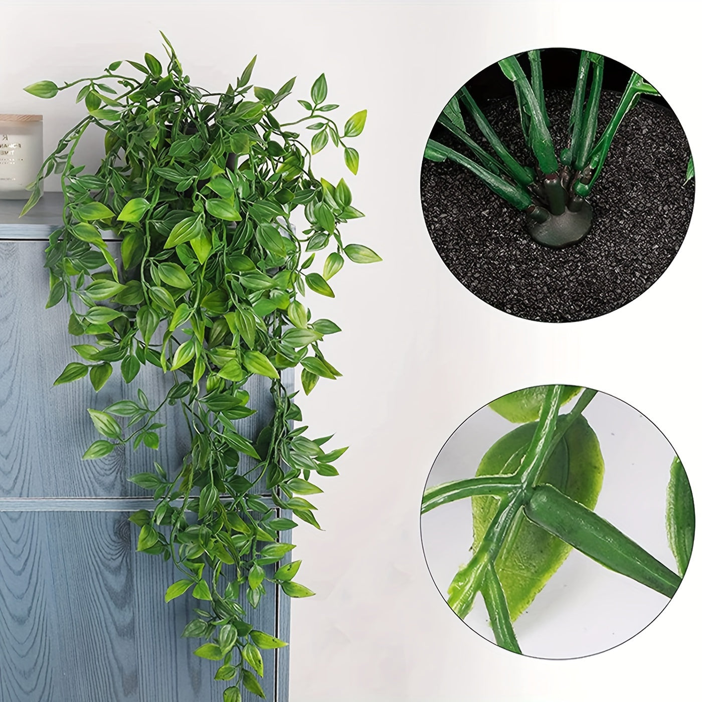 Artificial Hanging Plants Fake Potted Greenery Eucalyptus Pothos Ivy for Home Garden Decor