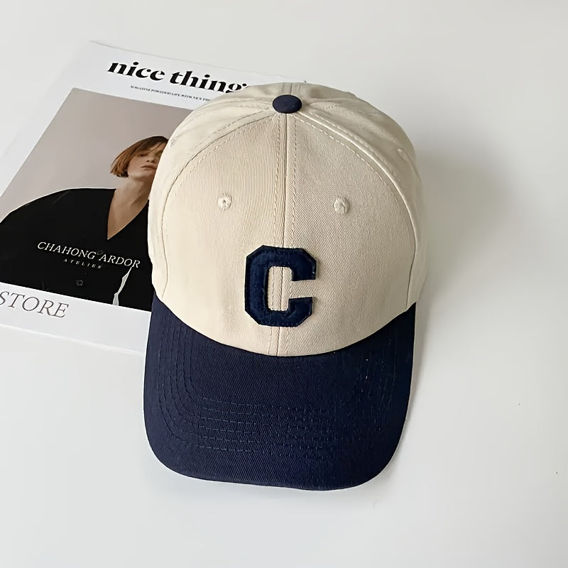 Gorra de béisbol de punto de algodón con letra C bordada, hebilla ajustable, ligera, unisex, para exteriores, estilo casual
