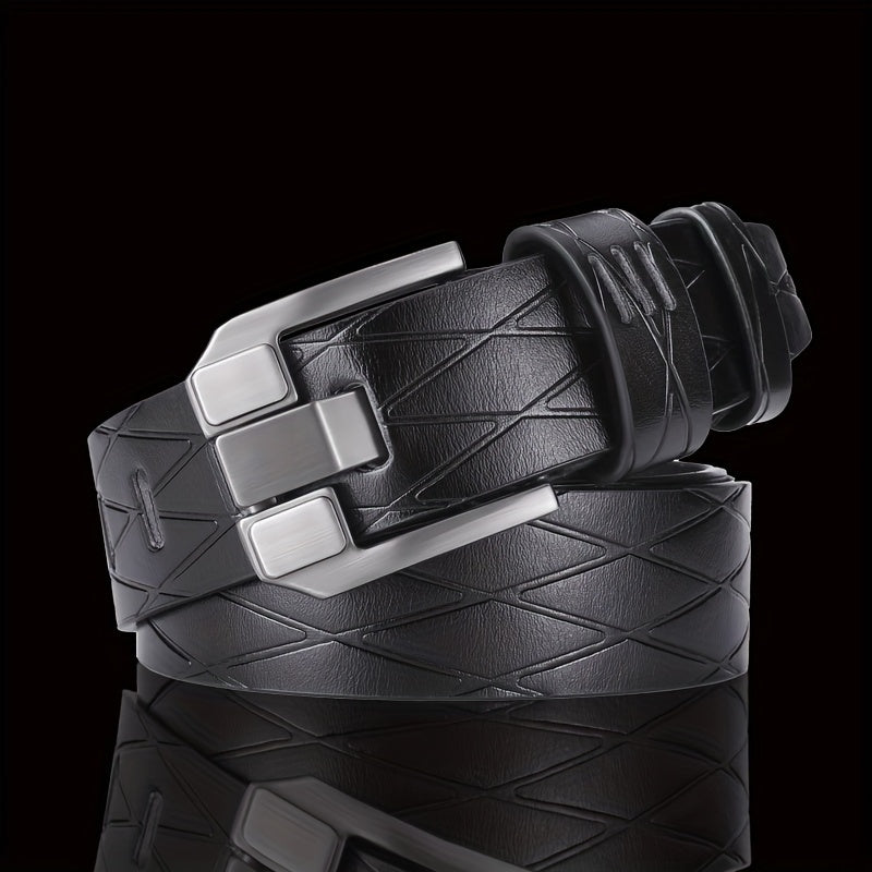 Cinturón de cuero sintético retro con hebilla de aguja para hombre, casual, de estilo coreano