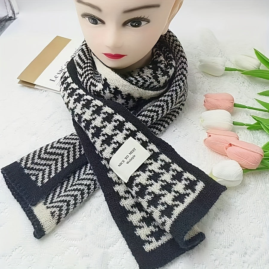 Houndstooth Scarf for Women Warm Shawl Winter Accessory Gift