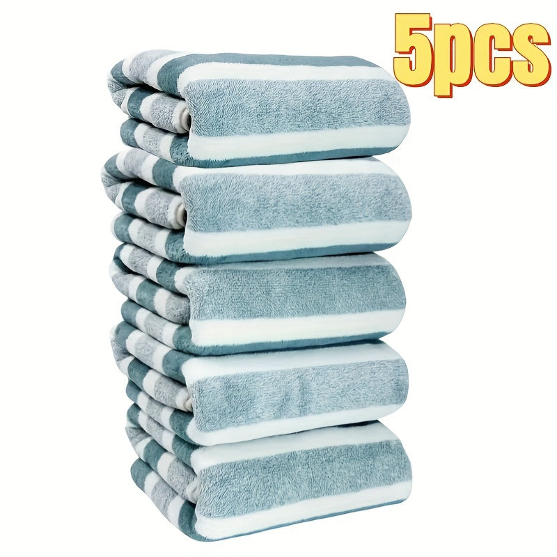Coral Fleece Towel Set 5 Pieces Quick-Drying Soft Bathroom Hand Towels 34.8 x 74.93 cm