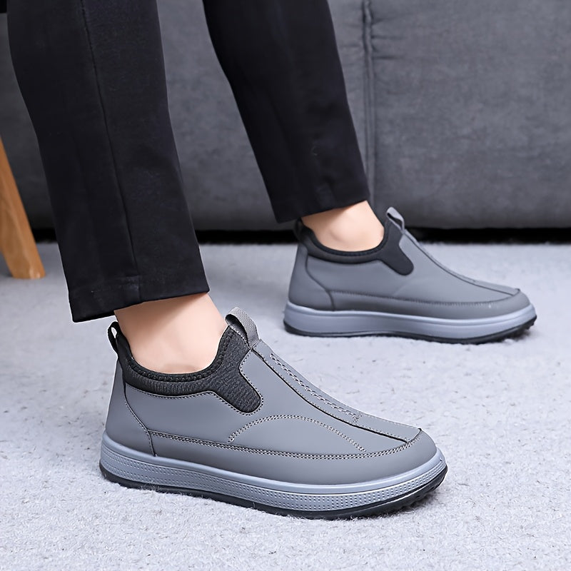 Men's Winter Snow Boots Casual Solid Color Short Slip-On Fabric Lined