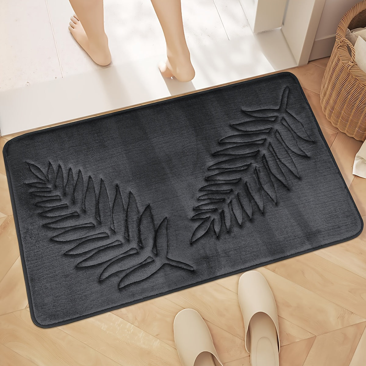 Geometrik naqshli polyester aralash bath rug to'plami - dog'ga chidamli, past to'siq, mashinada tayyorlangan no'vo xotira g'ovak matlar - faqat quruq tozalash - hammom, yashash xonasi uchun universal bayram eshik mati