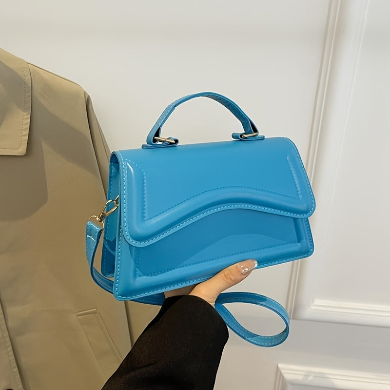 Mini Women's Solid Color PU Shoulder Bag with Crossbody Strap