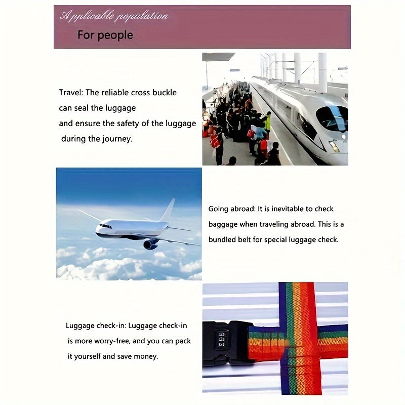 Nylon Luggage Strap with Combination Lock, Adjustable Travel Suitcase Belt, Pack of 1