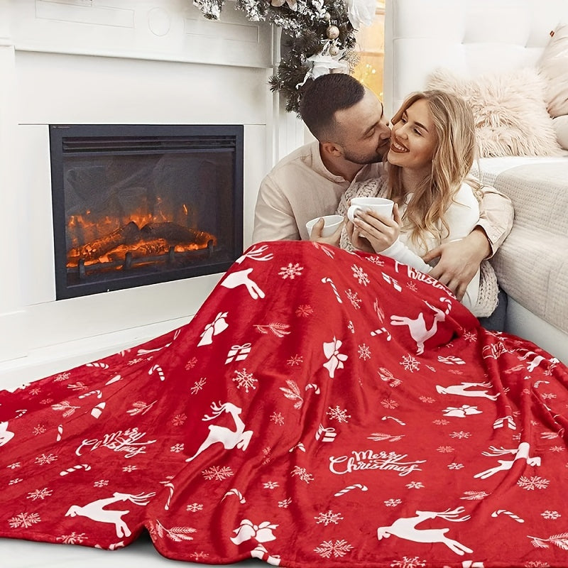 Traditional Style Christmas Flannel Fleece Throw Blanket All-Season Soft Digital Print
