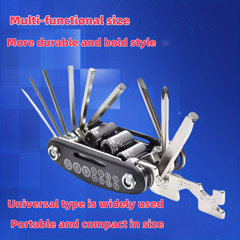 Stainless Steel 16-in-1 Multitool with Hex Keys Screwdriver and Wrenches