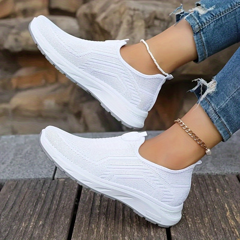 Ayollar uchun nafas oladigan slip-on sport poyabzali yengil, kundalik, dengiz bo'yoq, yozgi yurish uchun