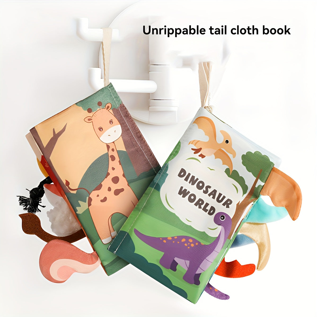 Interactive Sound Cloth Book for Kids with Animal and Dinosaur Tails 3D Polyester Fiber Educational Toy