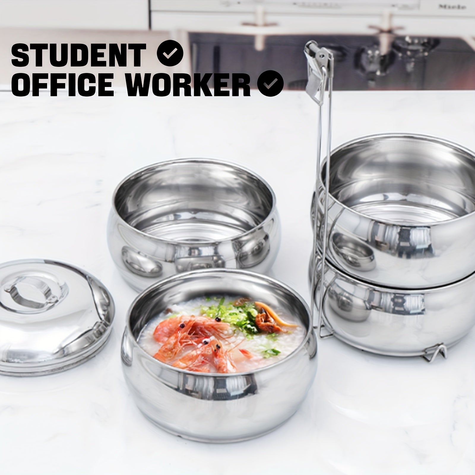 Multi-functional steamer with stainless steel food grid, doubles as lunch box and storage for on-the-go meals