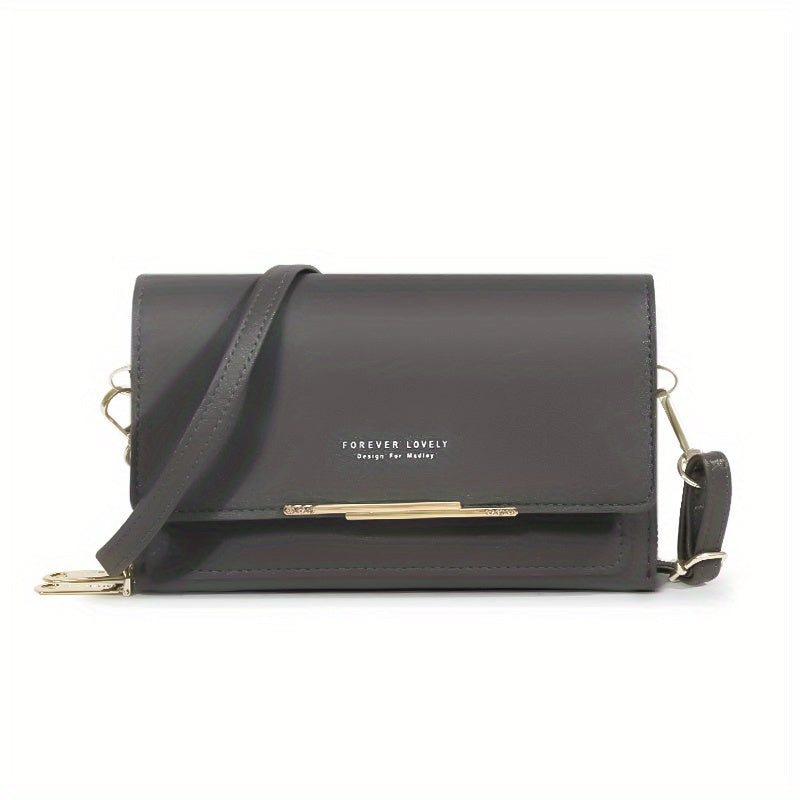 Women's Small Faux Leather Water-Resistant Shoulder Bag with Phone Card Wallet