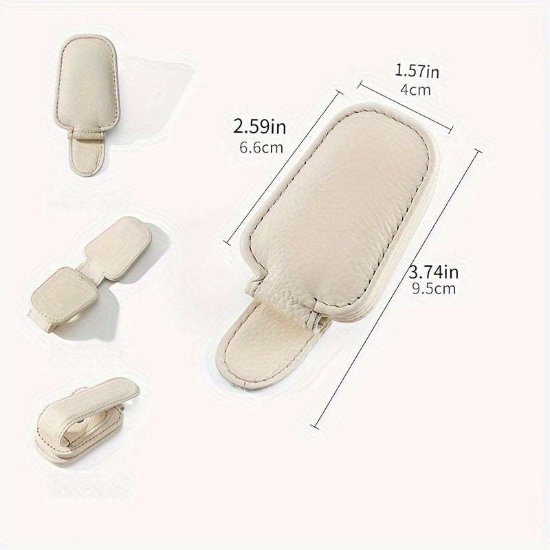 Universal Car Sun Visor Glasses Holder Faux Leather Eyeglass Clip with Card Slot