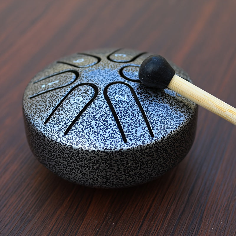 Steel Tongue Drum 3-Inch Stress Relief Meditation Musical Instrument with Drumsticks and Notes