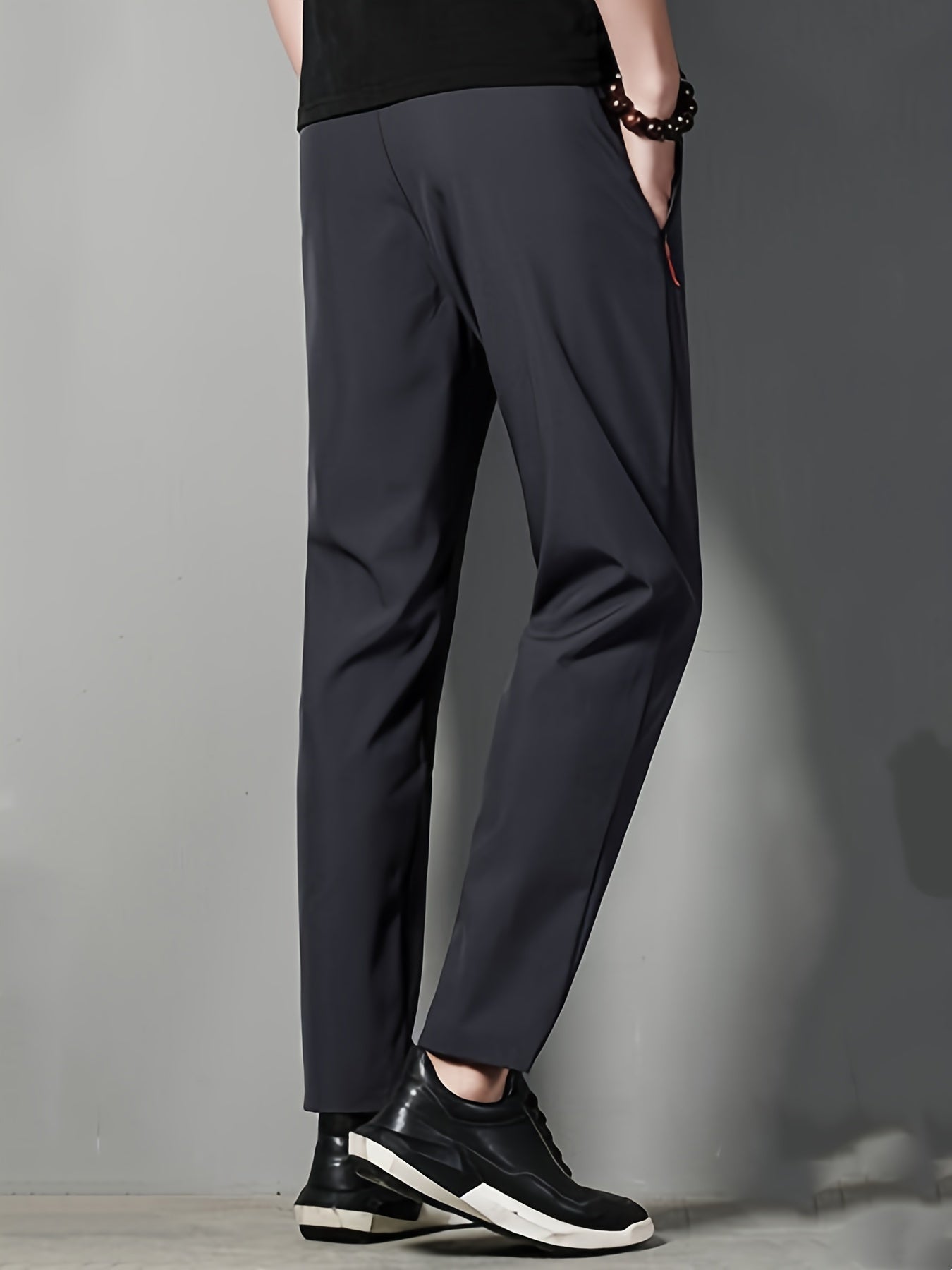 Pantalones deportivos largos de talla grande para hombre, pantalones casuales de verano, pantalones deportivos de poliéster con detalle de cremallera