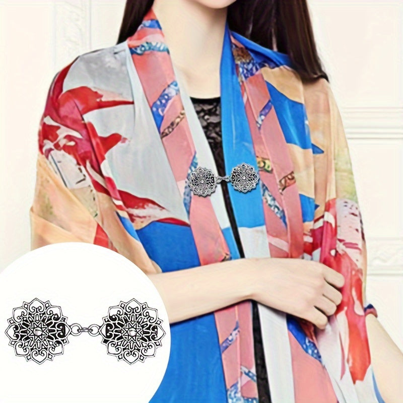 Women's Cardigan Clips Set of Two Irregular-Shaped Vintage-Inspired Sweater Shawl Pins Brooches