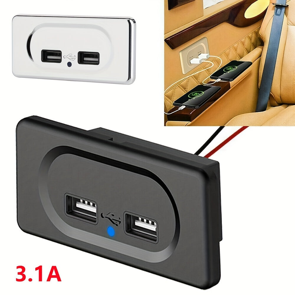 Dual USB Port Fast Charger Socket for Motorcycle Car RV ABS Material