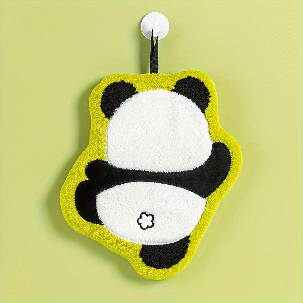 Christmas Panda Bamboo Hand Towels Kitchen Absorbent Coral Fleece Machine Washable