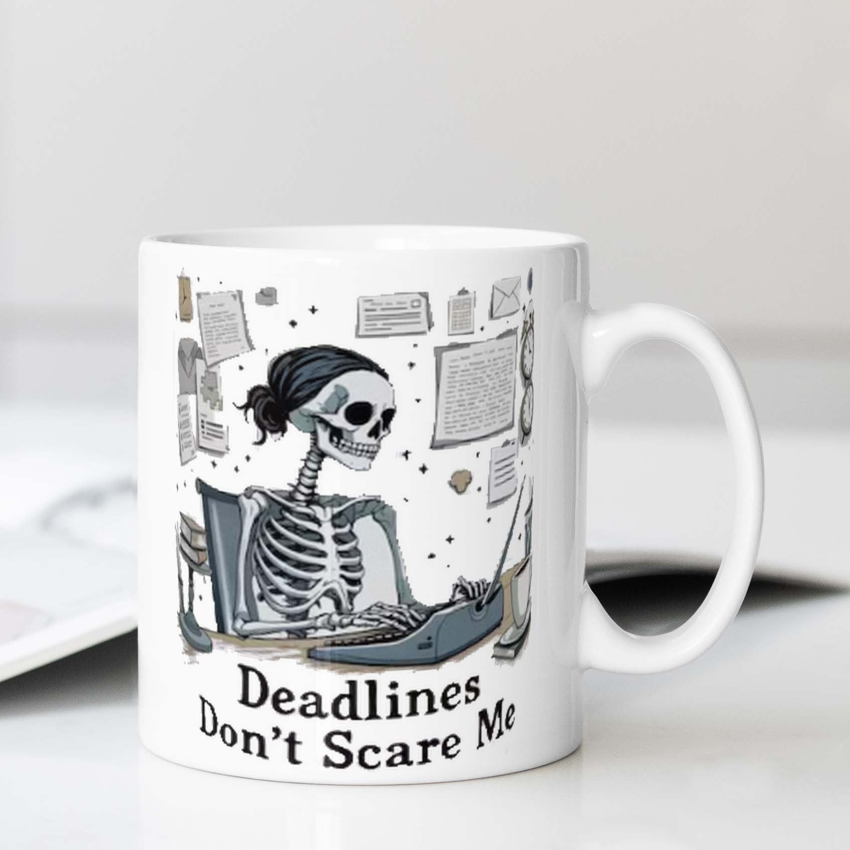 Ceramic Skeleton Worker Mug Retro Hard Worker Coffee Cup 1pc