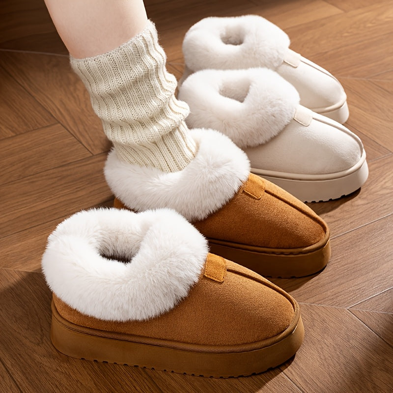 Women's Plush Lined Indoor Slippers Non-Slip Quiet Sole Solid Colors